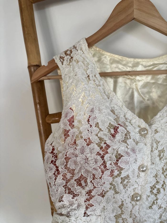 Caraco vintage dentelle et satin Taille S/M - photo numéro 2