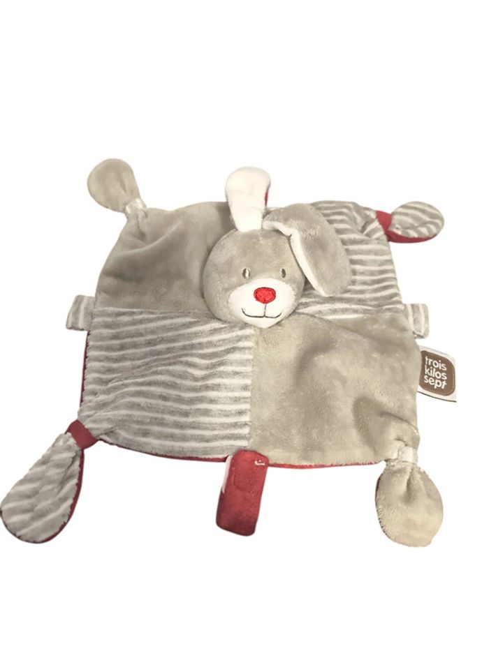 Doudou plat lapin 🐰 gris Trois kilo Sept