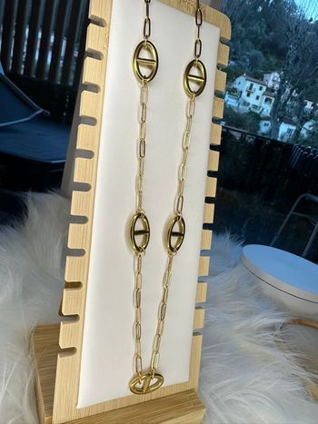 Collier sautoir maille marine en acier inoxydable 