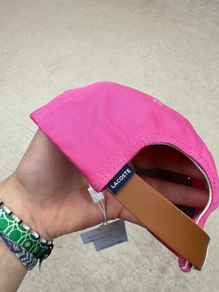 Casquette Lacoste Rose Fuchsia Logo Brodé Neuve - photo numéro 4
