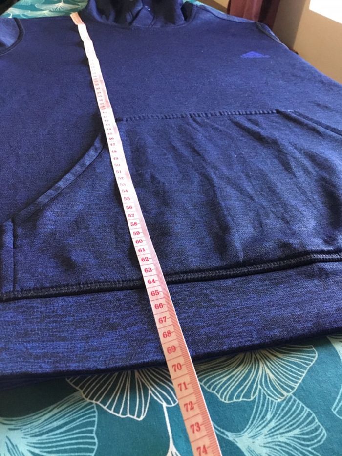 Sweat à capuche pour femme Adidas bleu marine chiné taille L 132 - photo numéro 9