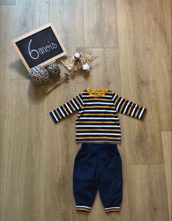 Ensemble 6 mois – t-shirt rayé + jogging doublé chaud