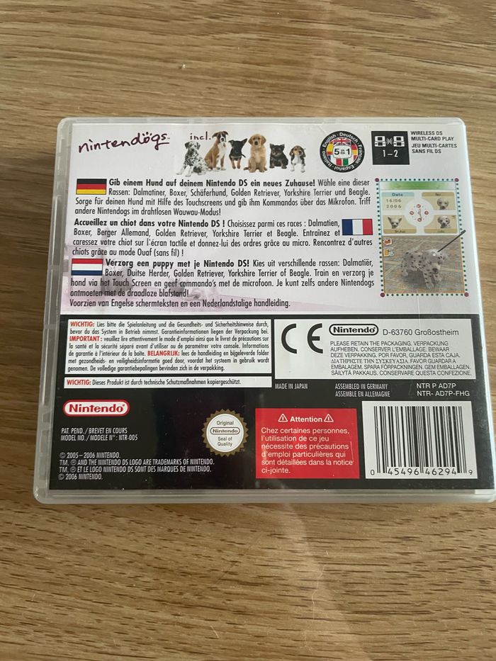 Boîte vide jeu nintendogs DS - photo numéro 3