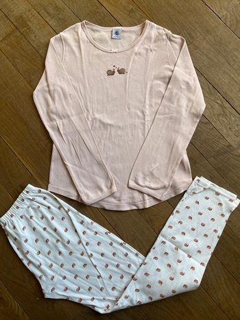 Pyjama rose et blanc Petit Bateau 10 ans