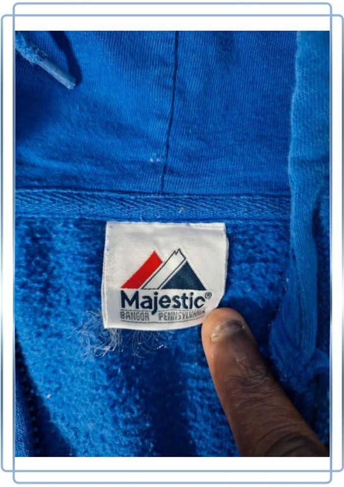 sweat a capuche full zip majestic   / Hoodie / homme bleu - photo numéro 9