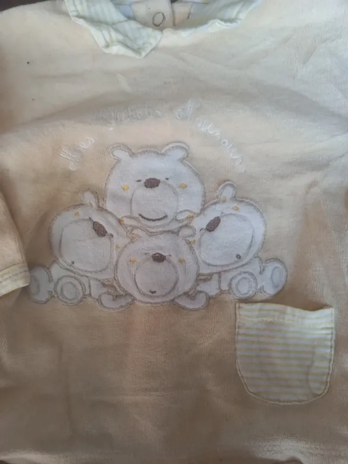 Pyjama velour 2pieces "oursons" Kitchoun 12mois 74cm - photo numéro 3