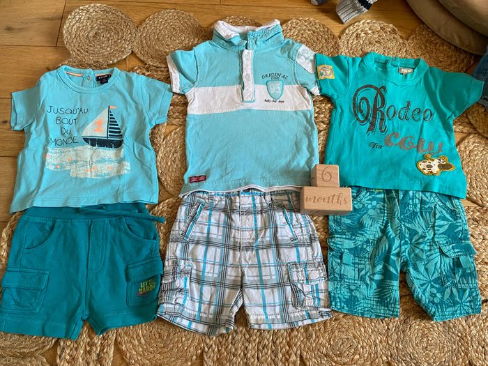 Lot été six mois 3 ensembles bleus