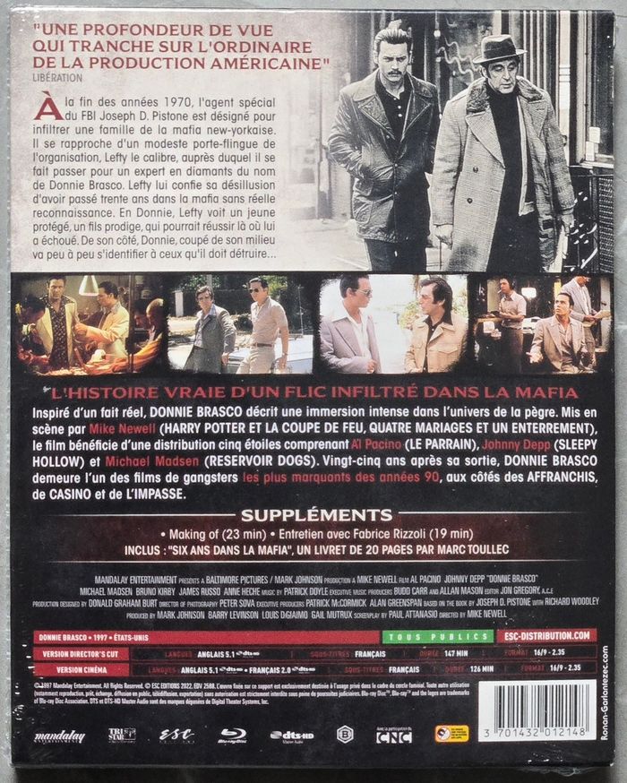 Donnie Brasco Blu-Ray + Livret (Version Française) neuf sous Blister - photo numéro 2