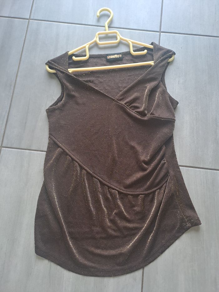 Blouse marron pailleté doré Scudetto