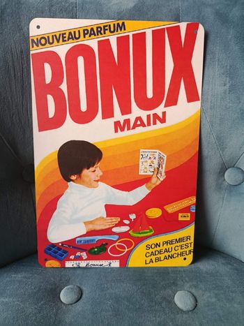 Plaque métal publicité lessive Bonux neuve 20x30cm