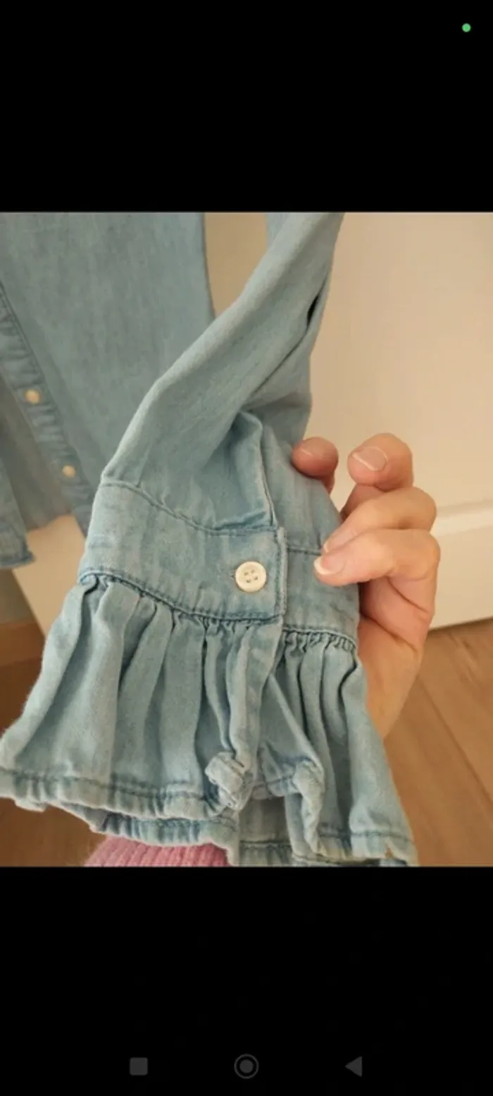 Chemise en jean à volants bleue claire denim co 34 - photo numéro 5