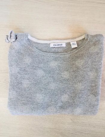 Pull fille gris à pois brillants fille 6 ans okaidi