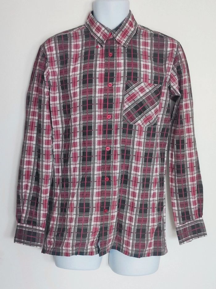 Chemise à carreaux bordeaux noir blanc - 36/S - photo numéro 6
