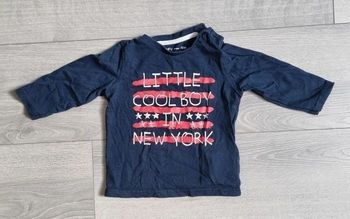 T-shirt manches longues GÉMO 12 mois "Little Cool Boy New York" - Bleu marine Tres Bonne Etat