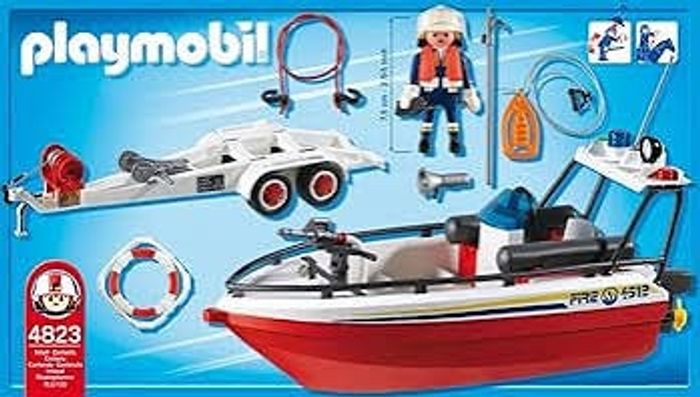 Playmobil Bateau de pompiers sur remorque 4823