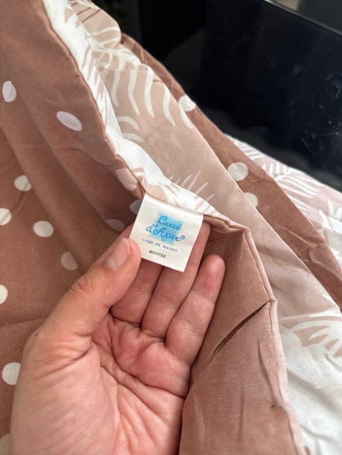 💤ensemble couverture légère imprimé + par-dessus taie d’oreiller - carré d’azur- neuf - photo numéro 4
