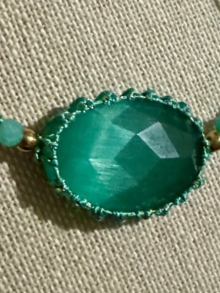 Bracelet fils tissés perles jade vert et pierre d’eau réglable habaha Paris - photo numéro 6