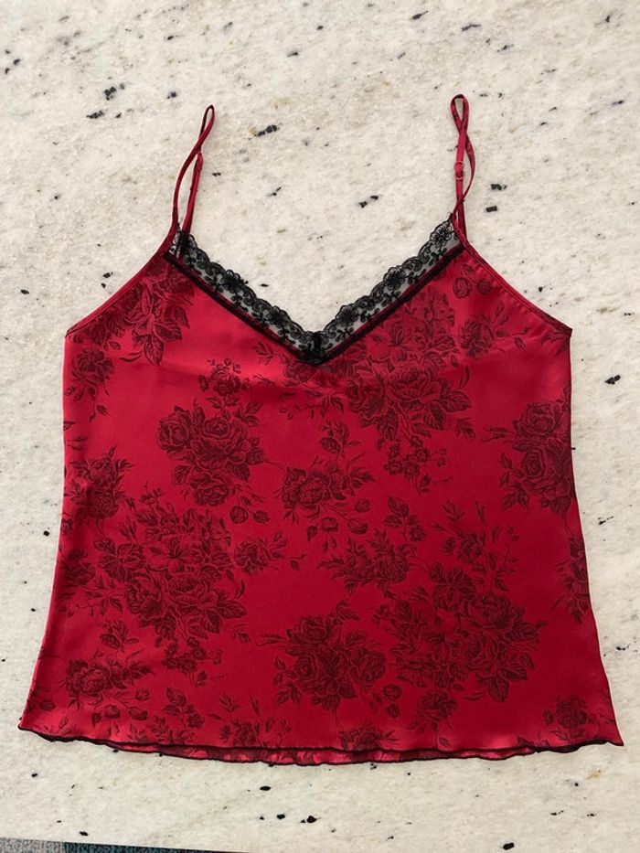 Caraco en satin rouge vintage Etam 40 - photo numéro 7