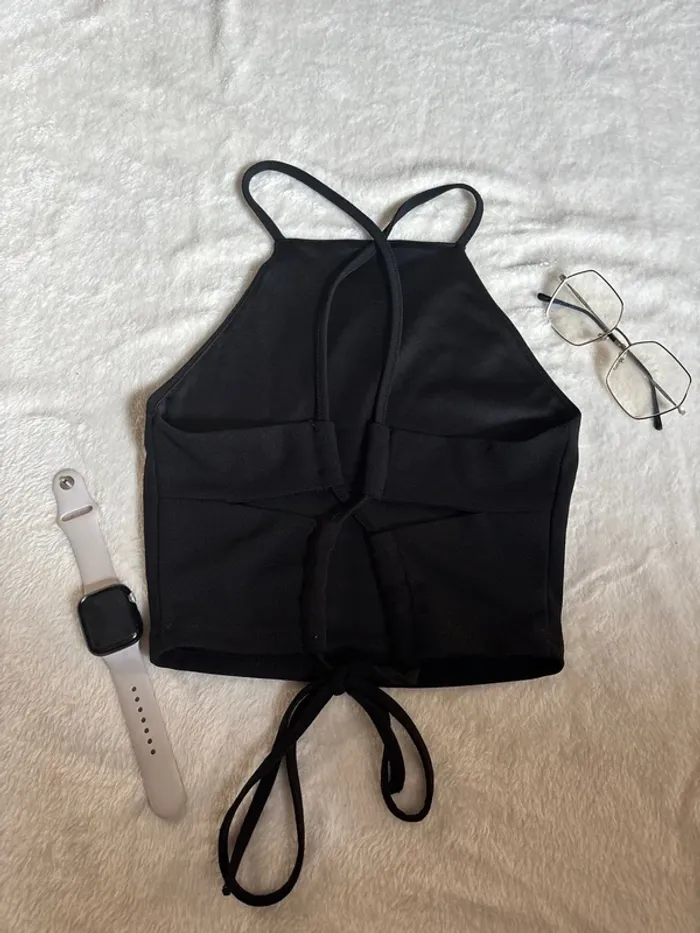 débardeur noir croisé et dos nue taille S ~ stradivarius - photo numéro 3