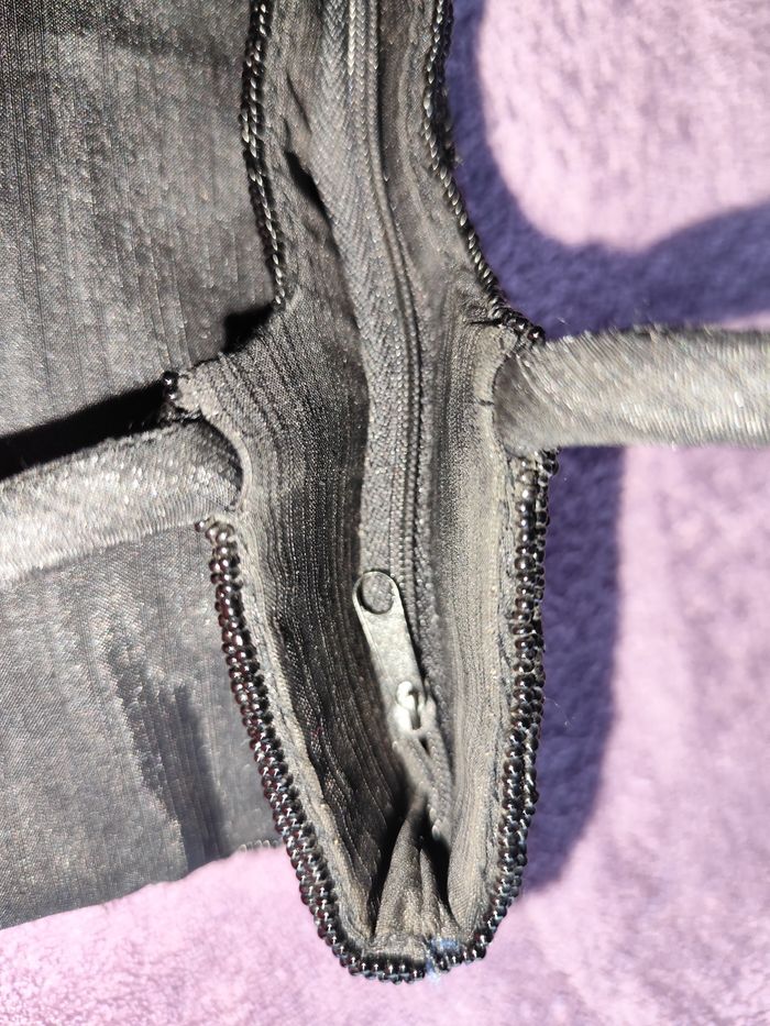 Petit sac à main vintage tissu brodé fermeture anse noir pampille perle sequin - photo numéro 5