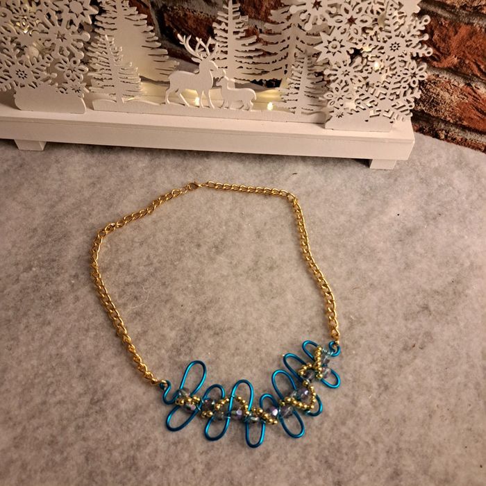 Collier original bleu et doré - photo numéro 7