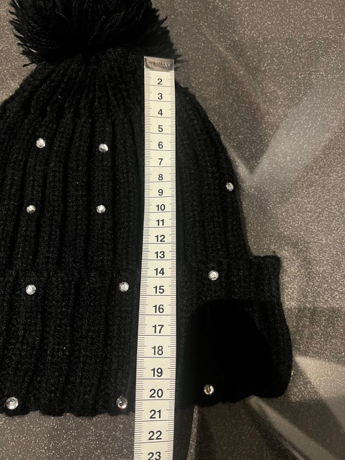 Lot 2 bonnets noirs à strass (Laine épaisse & fine) - photo numéro 3