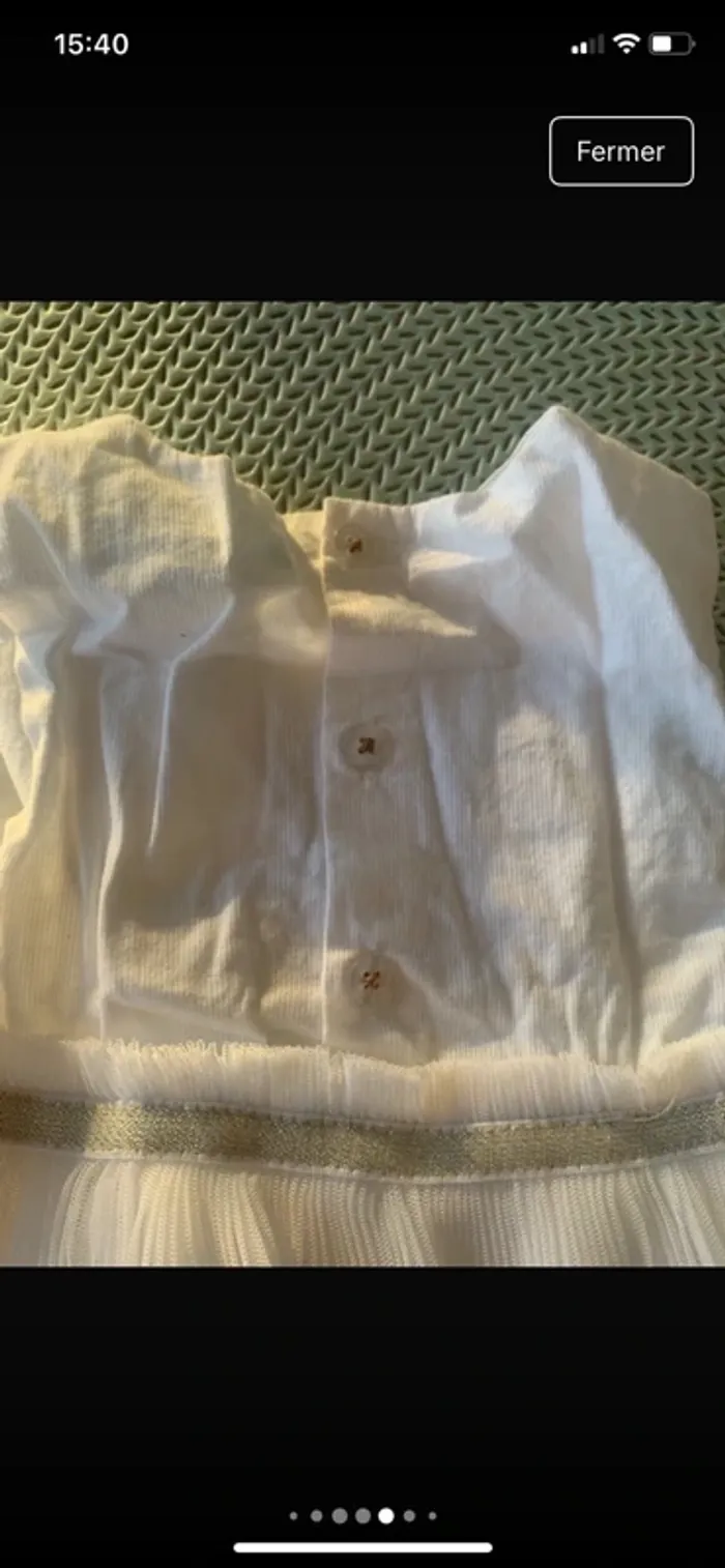 Robe blanche chic bi-matiere baptême / mariage / cérémonie - 6 mois - obaibi - photo numéro 6