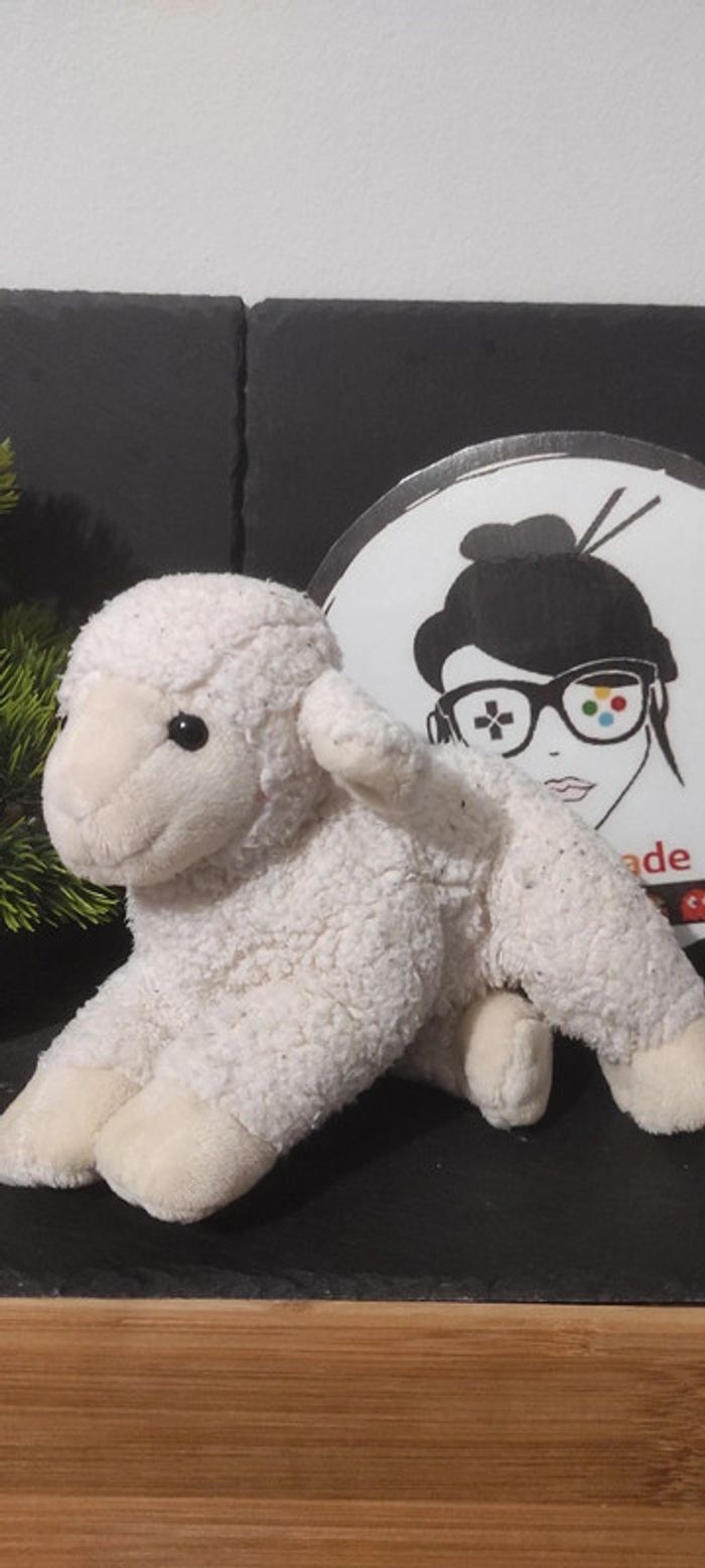 Doudou peluche mouton blanc Gipsy 20 cm Écru Beige Noir Bille
