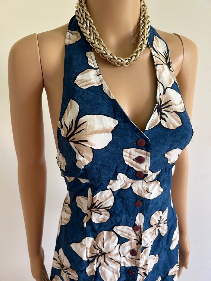 Robe dos nu bleue et beige taille unique bon état (taille petit) - photo numéro 4