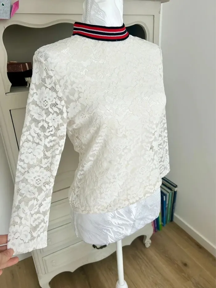 Superbe petit haut, blouse Morgan blanc en dentelle taille 36, S , 1 - photo numéro 4