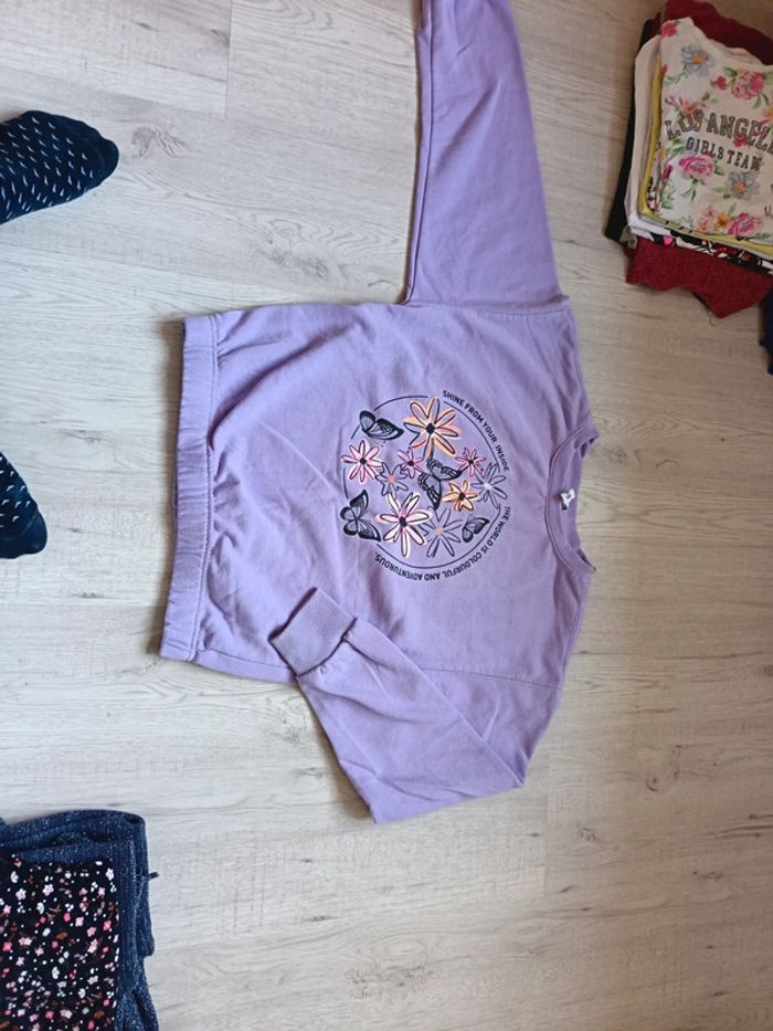 Pull sweat fille 14 ans violet parme papillon tbe - photo numéro 2