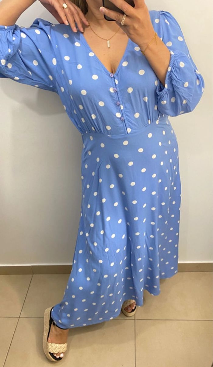Robe Longue A Pois Taille L - photo numéro 8