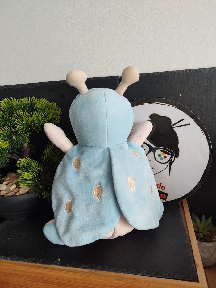 doudou coccinelle bleu a-derma aderma peluche beige Rose Gris Aile Pois PE0264 - photo numéro 2