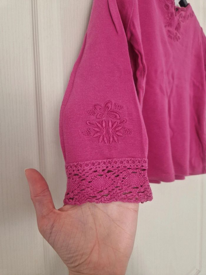 Jolie haut à manche longue rose fille zara 5 ans 100% coton - photo numéro 3