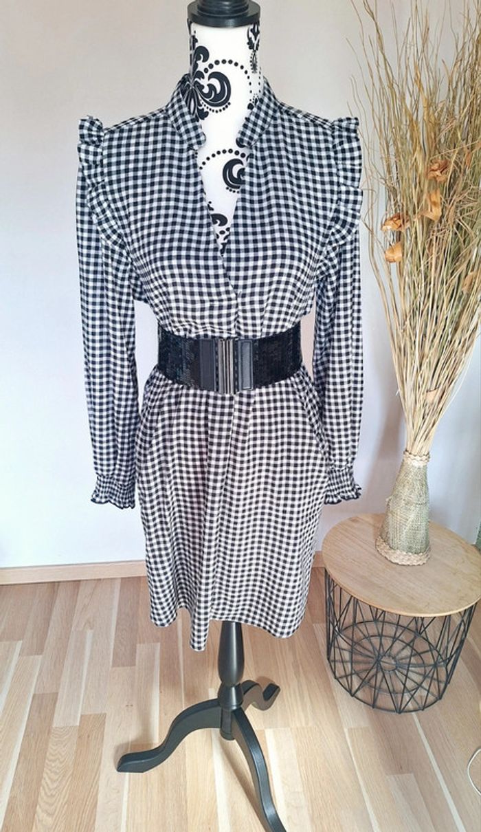 Magnifique! Robe à carreaux Vichy forme chemise