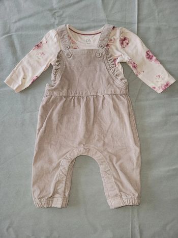 Ensemble salopette velour 3 mois fille