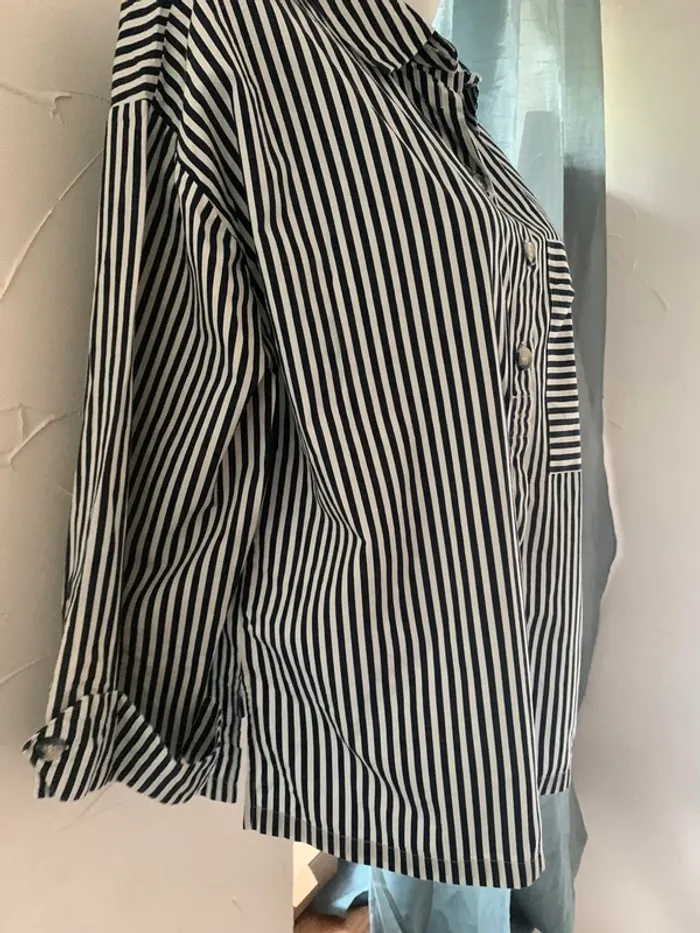 Chemise Zara oversize rayé bleu et blanc taille L - photo numéro 5