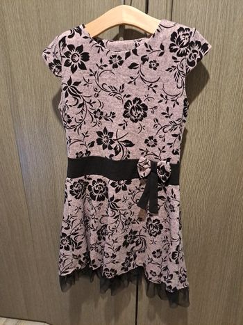 Robe élégante rose et noire 12 ans nœud 🌸
