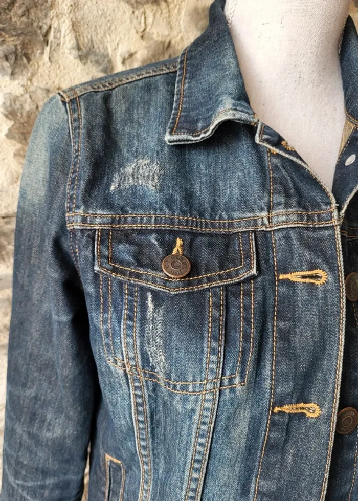 Veste en jean bleue foncée Kiabi Taille S ou 34 36 - photo numéro 3