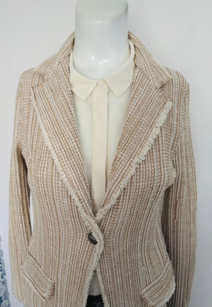 Blazer effet effiloché beige Taille M - photo numéro 2