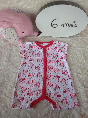 Barboteuse Combishort combinaison été Fille 6 mois Minnie Disney Baby 100% coton