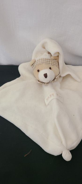 BABYNAT BABY NAT DOUDOU OURS PLAT ECRU COL CARREAUX BEIGE