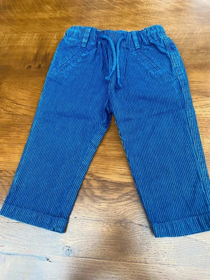 Pantalon rayé bleu Cyrillus 9 mois