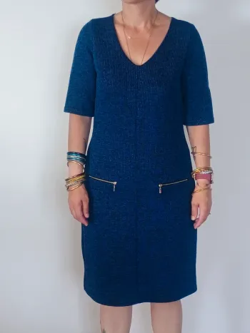 Robe bleu chiné MS Mode – T40 – Poches zippées