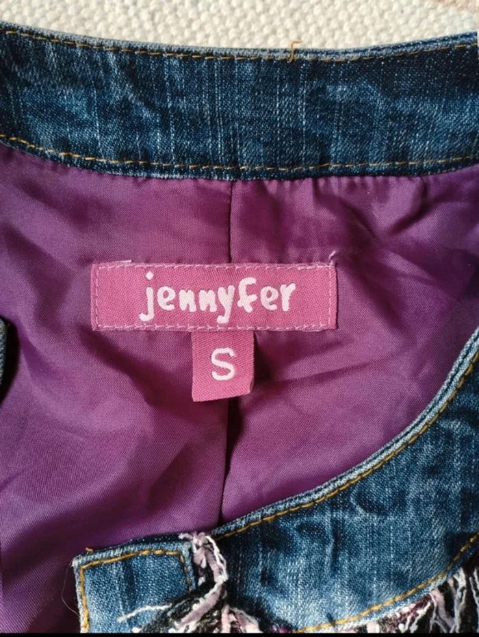 Veste  jean +  tweed violet  -  Jennyfer  Vintage  -  S  = XS  actuel  -  Neuve - photo numéro 4