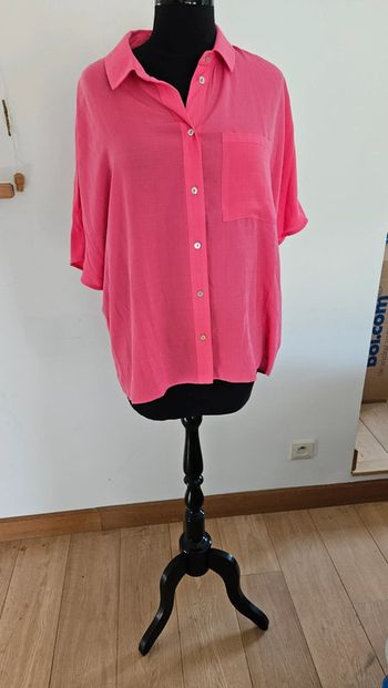 Chemise femme à manches courtes, rose fushia, Yessica, taille 40, neuve