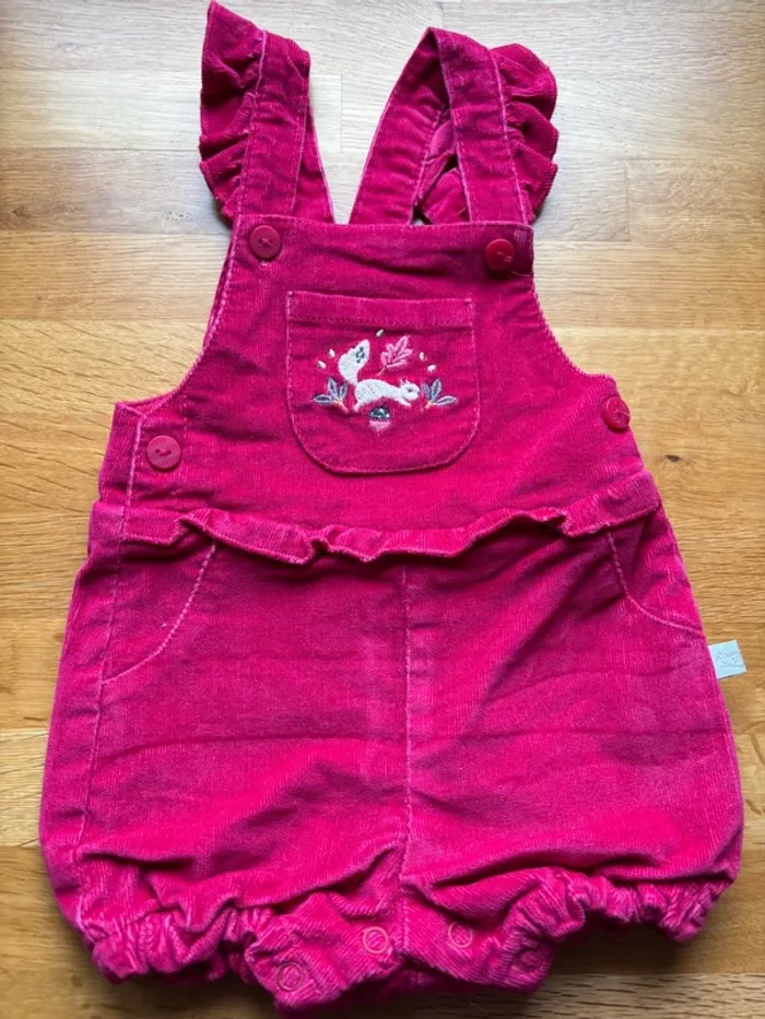 Salopette short velours la compagnie des petits 3 mois fille
