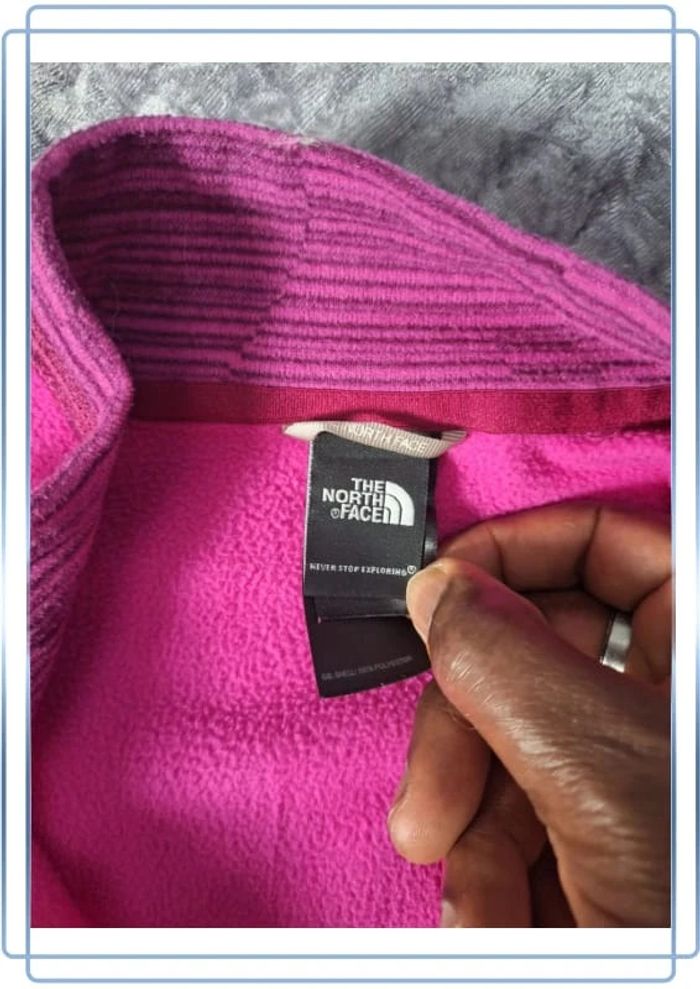 Polaire quart de zip the north face légère  femme / fuchsia taille M brodé 258 - photo numéro 10