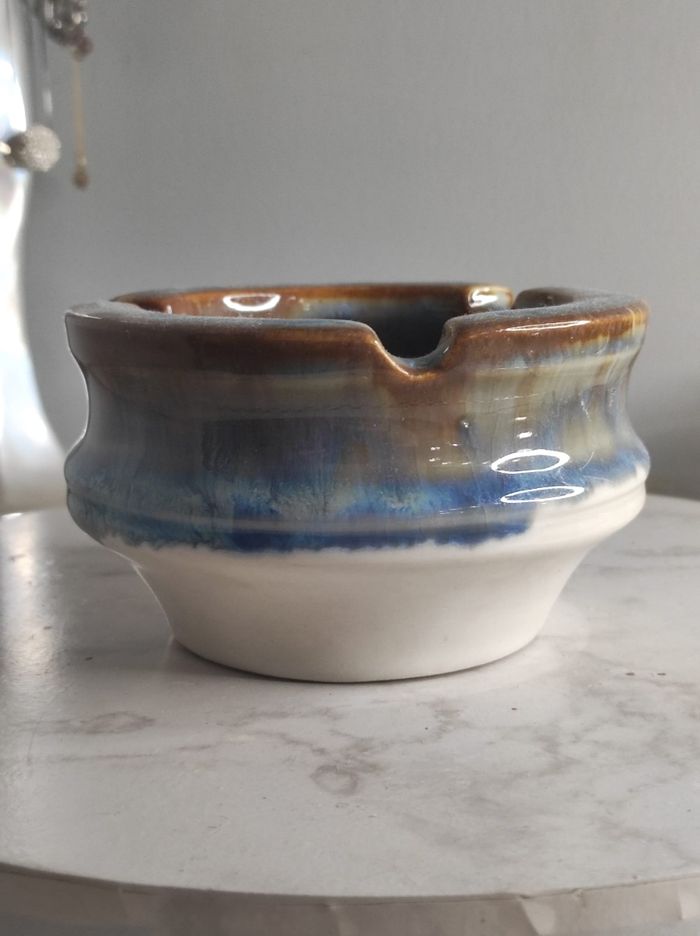Cendrier céramique vernissé bleu - photo numéro 2