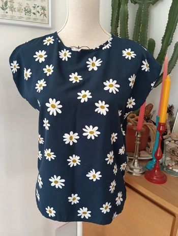 Blouse marine imprimé marguerites